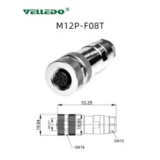 Соединитель клеммный VELLEDQ M12P-F08T (розетка) Соединитель клеммный VELLEDQ M12P-F08T (розетка)